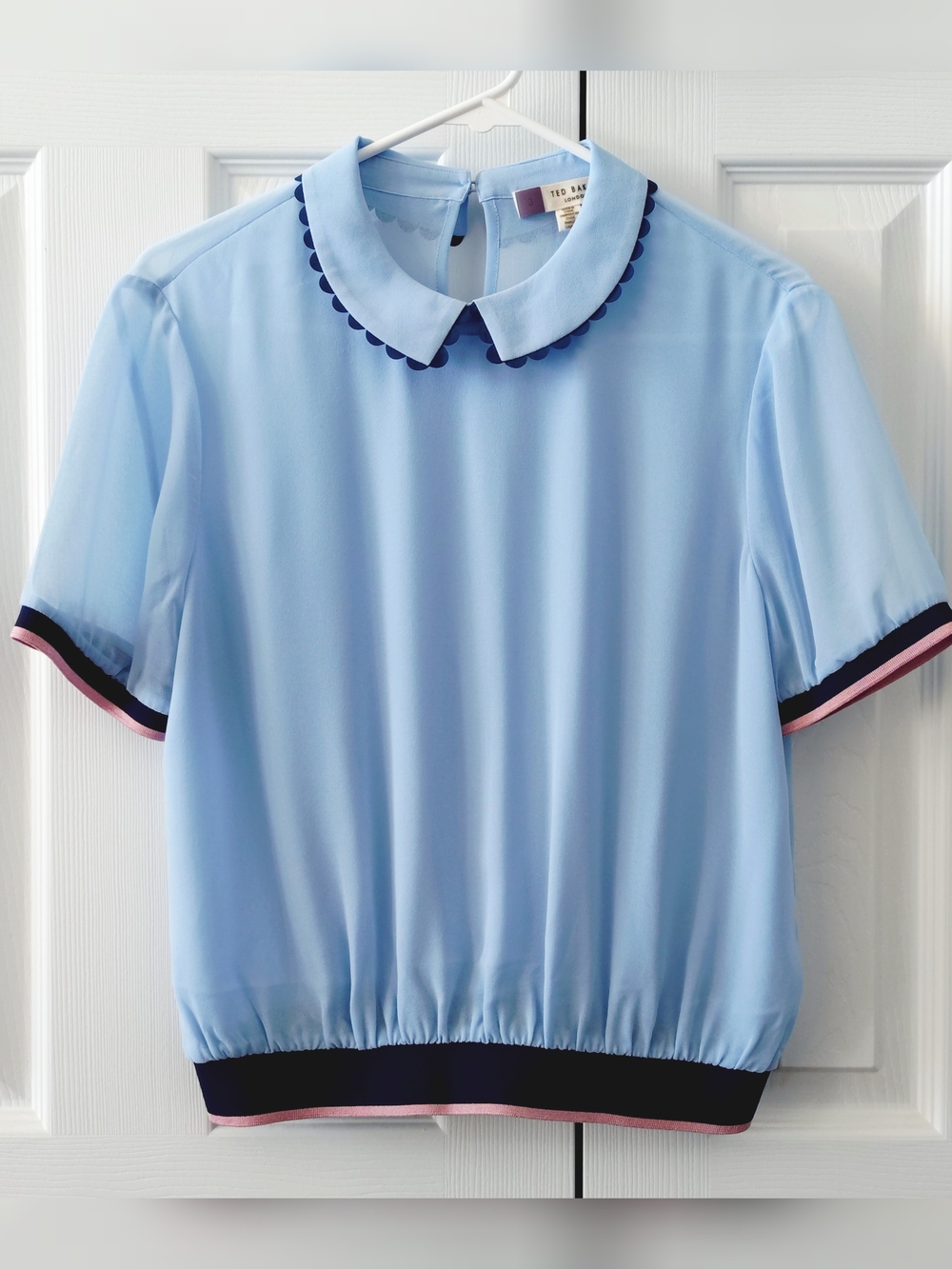 Ted Baker - Light Blue Scalloped Collar Top